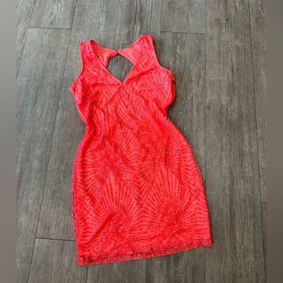 🌸BOUTIQUE shiny coral mini dress ✨ - Picture 7 of 10